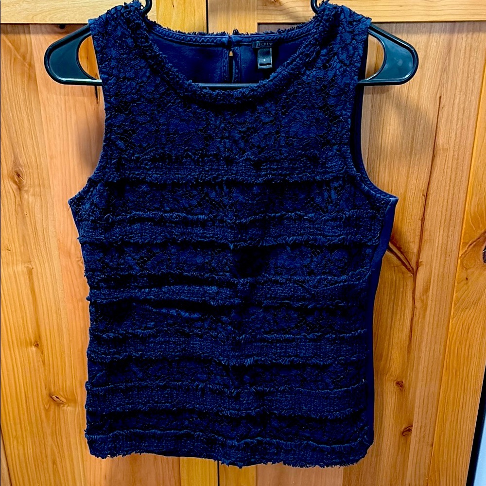 JCrew; Elegant Navy Lace Sleeveless Top; Small; Navy Color
